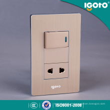 Tipo universal de alumínio escovado elétrico Universal 1 Gang Wall Switch and Socket